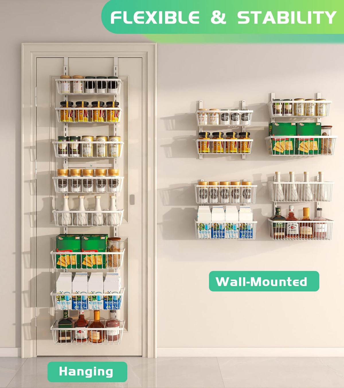 White finish complements modern kitchens while keeping items clearly visible.