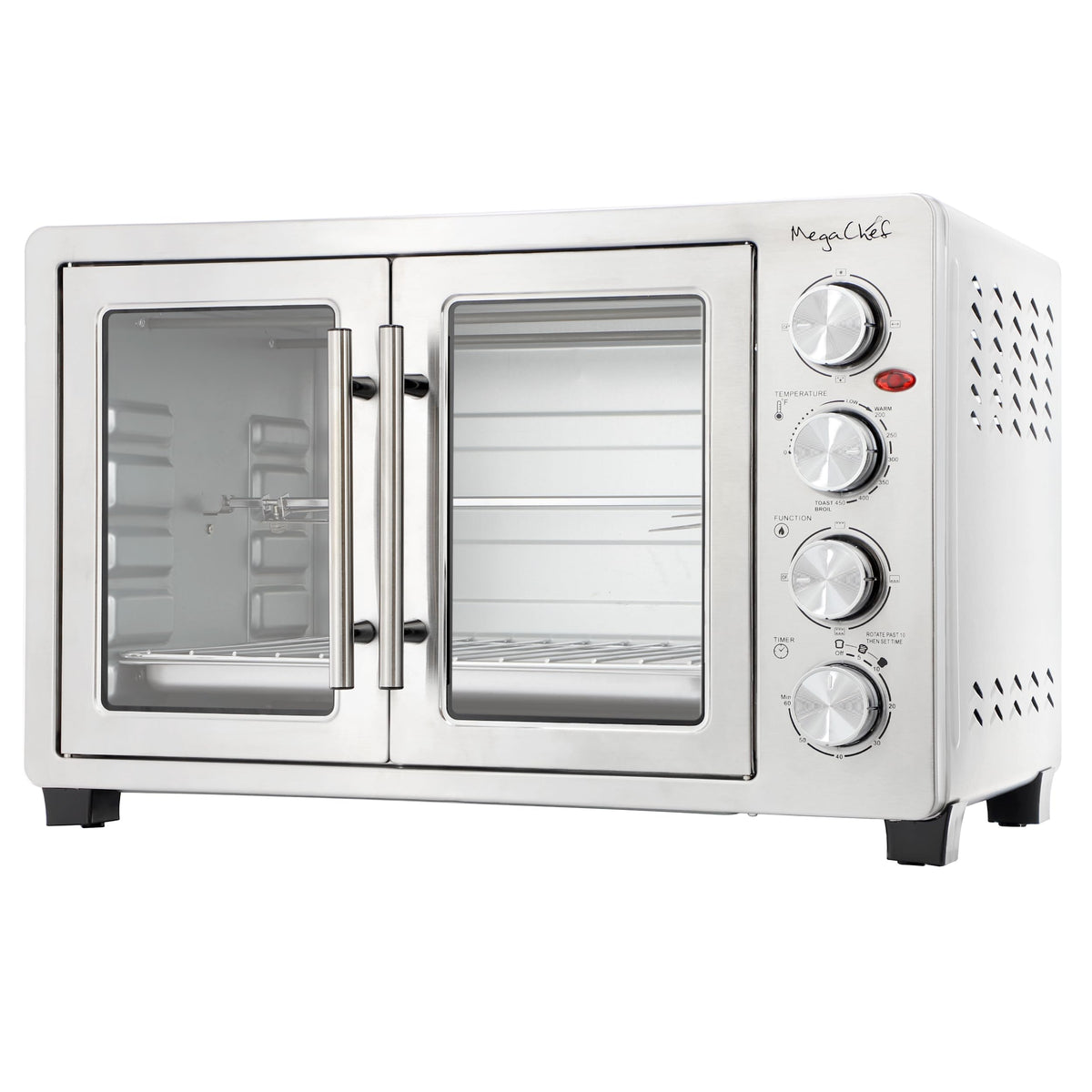 Megachef 47qt oven side view showing ample interior space