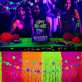 Unpacked Mega-L Glow four-pack showing the four neon fringe skirts.