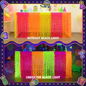 Mega-L Glow yellow-orange-pink fringe on a dessert table for vibrant contrast.