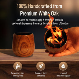 Megapuxin charred wooden bourbon glass interior close-up highlighting aroma