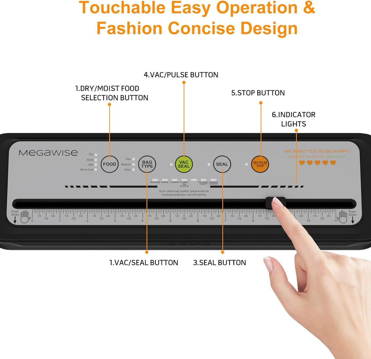 MEGAWISE 10 vacuum bags included for immediate use.