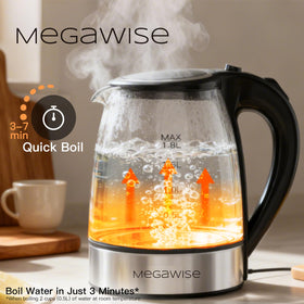 MEGAWISE kettle lid and base demonstrate safe, plastic-free water contact for purity.