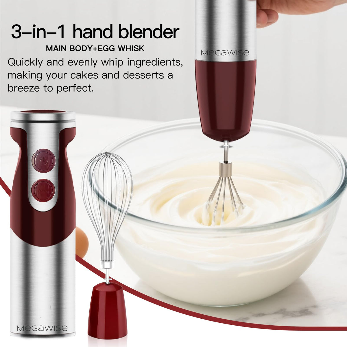 MEGAWISE ergonomic non-slip handle for comfortable, steady blending.
