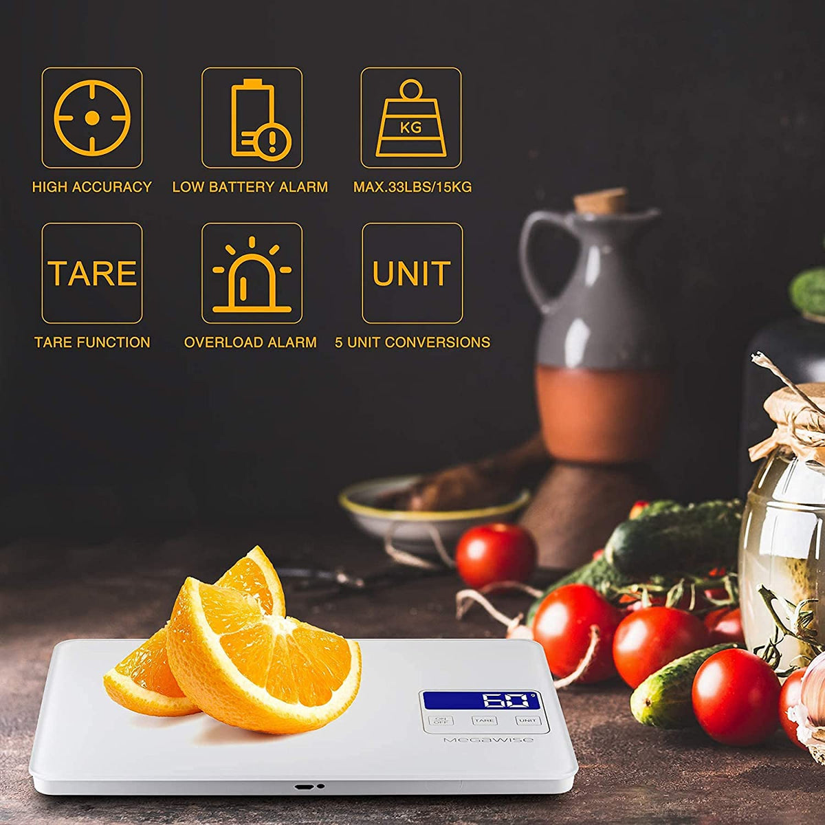 Megawise precision scale digital display helps you read grams or ounces at a glance.