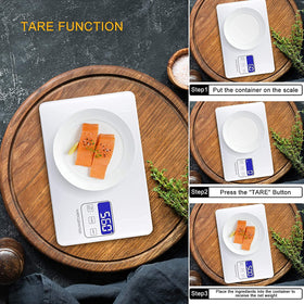 Megawise precision scale slim design fits a compact kitchen space.