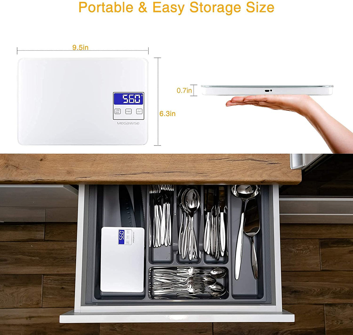 Megawise scale unit switch simplifies changing measurement modes during cooking.