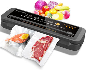 MEGAWISE vacuum sealer demonstrates 80kPa suction for airtight preservation.