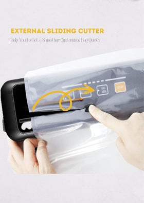 Megawise vacuum sealer with built-in cutter and compact footprint for easy bag prep.