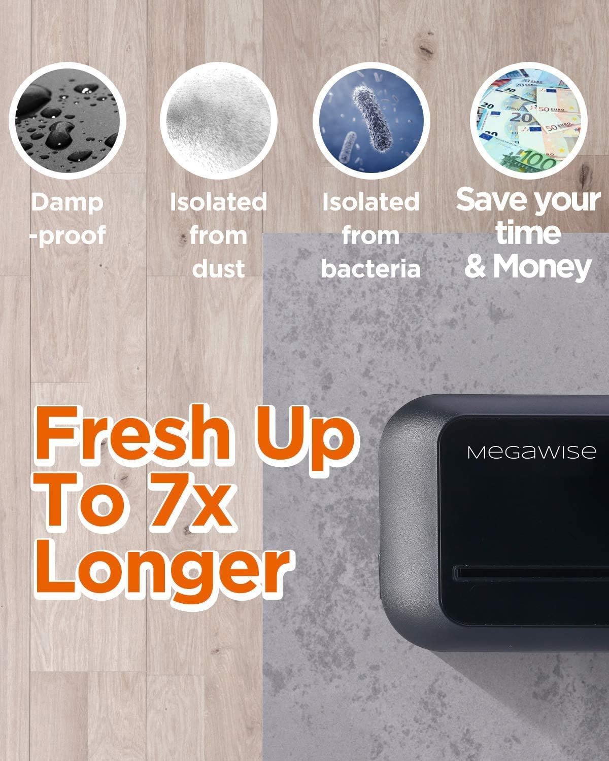 MEGAWISE vacuum sealer with hose for jars or wine bottles sealing.