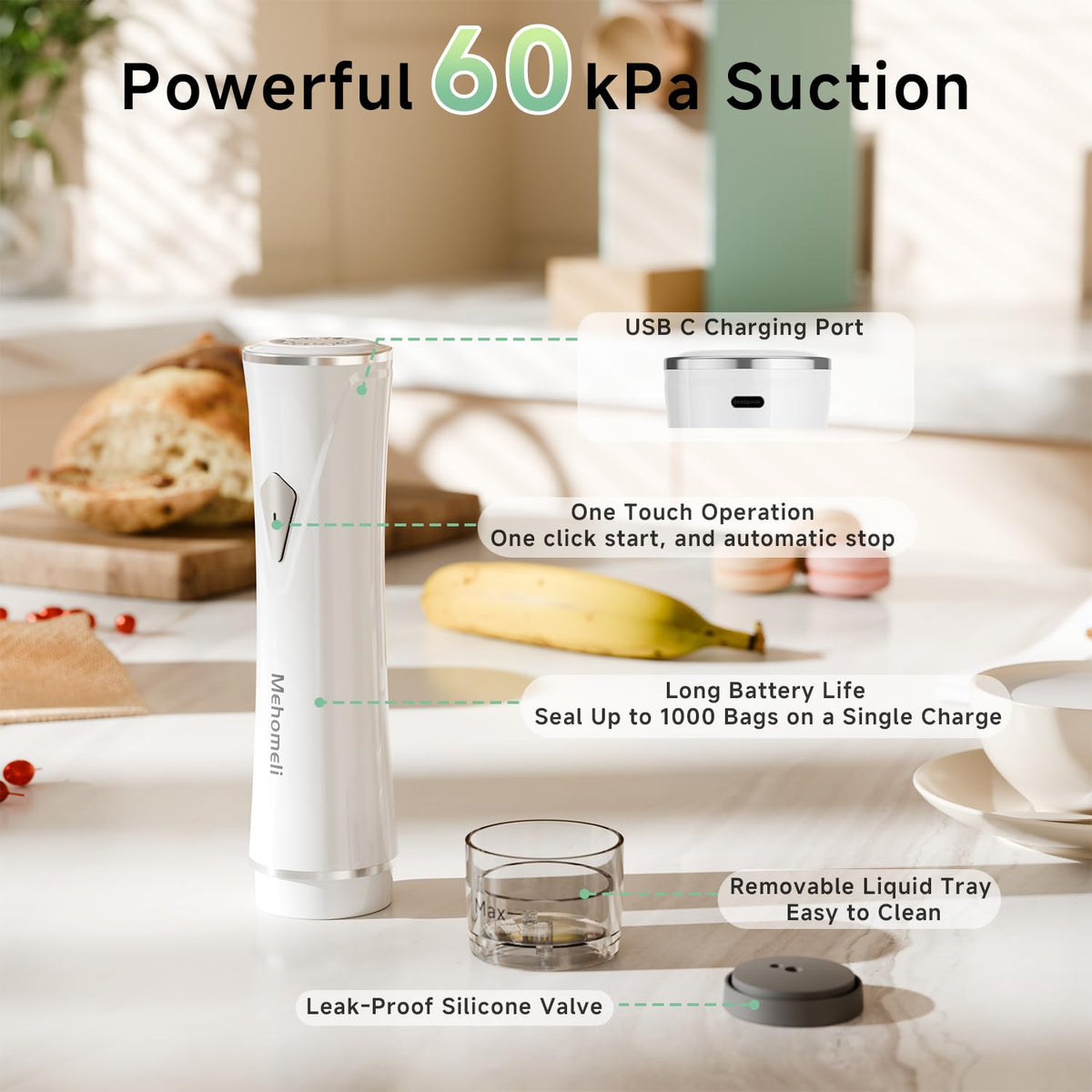 Mehomeli sealing action demonstrates fast five-second seal for meals.