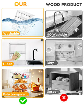 MEI NIAN bread box countertop side view showing clear walls for quick viewing