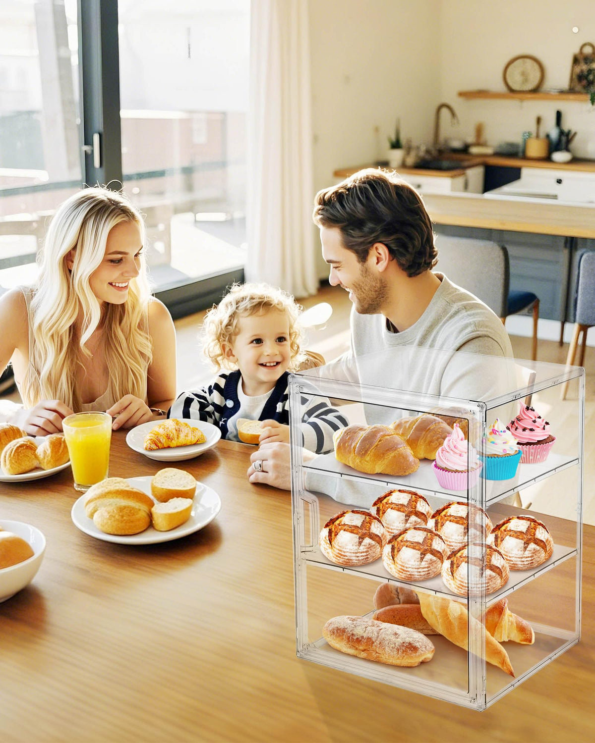MEI NIAN four-tier bread box adjustable dividers for loaf organization