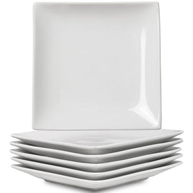 Meideal square porcelain appetizer plates stack neatly for easy storage.