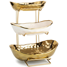 MEIGLQEA 3-tier fruit bowl stand displaying organized fruits for easy access.