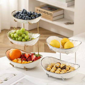 MEIGLQEA white ceramic bowls on a gold rack suitable for kitchen counters