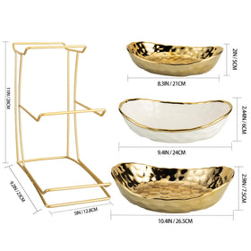 MEIGLQEA metal stand provides sturdy support for three-tier display.