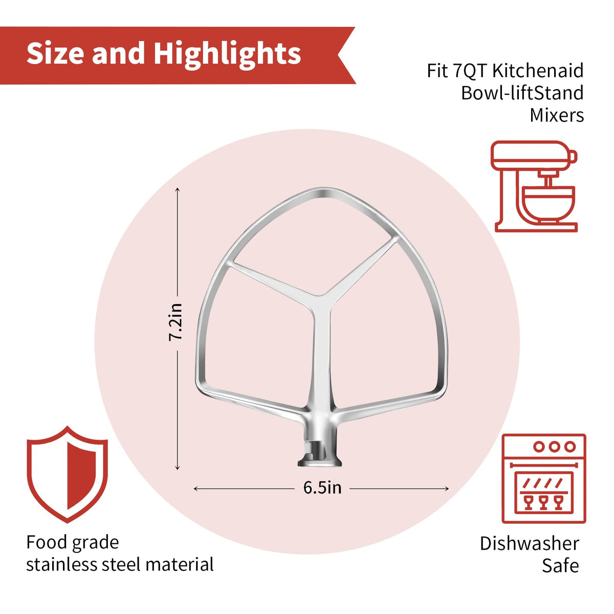 MEILEYII beater securely attached to KitchenAid 7QT for stable operation.