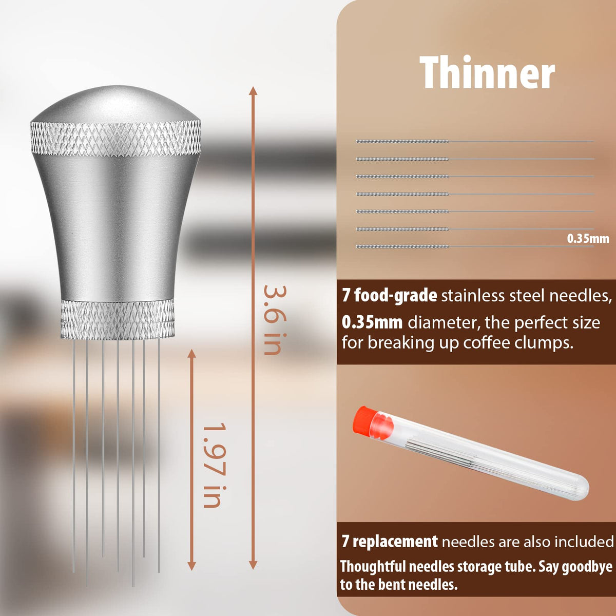 Needle storage tube and replacement needles included with MEION WDT
