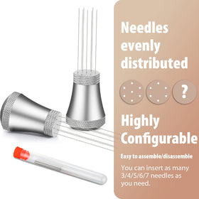 Seven needles assembly for adjustable espresso distribution