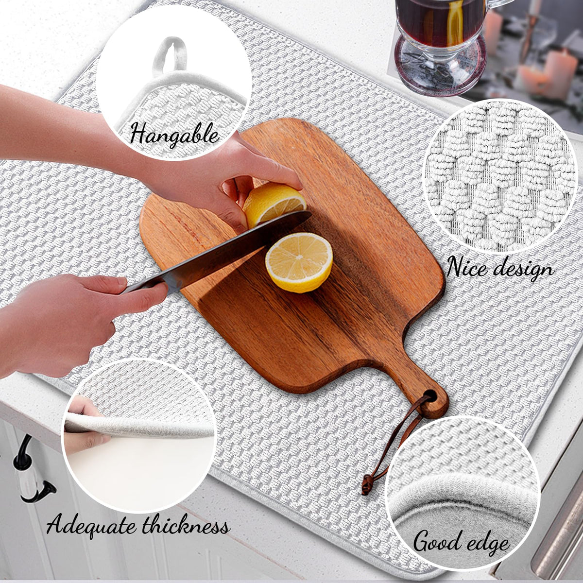 Meirrnyyu absorbent microfiber fabric locks moisture, protects countertops