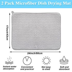 Meirrnyyu dish drying mat 24x17 gray on countertop near sink.