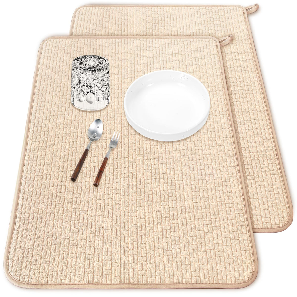 Meirrnyyu dish drying mat absorbent beige 24x17 inches on counter for quick water absorption