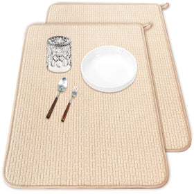 Meirrnyyu dish drying mat absorbent beige 24x17 inches on counter for quick water absorption
