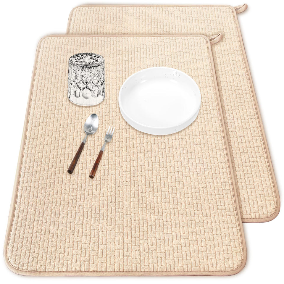 Meirrnyyu dish drying mat absorbent beige 24x17 inches on counter for quick water absorption