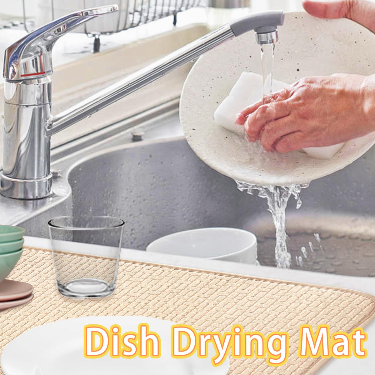 Meirrnyyu kitchen mat for sinks and counters protects surfaces from water