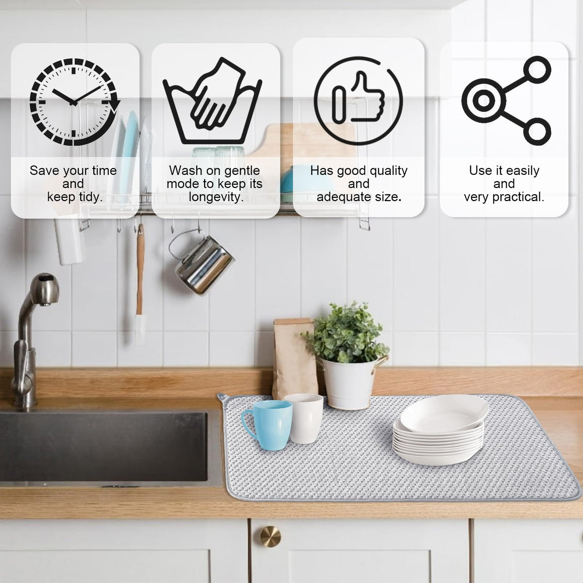 Meirrnyyu dish drying mats with hanging rope for easy storage after use