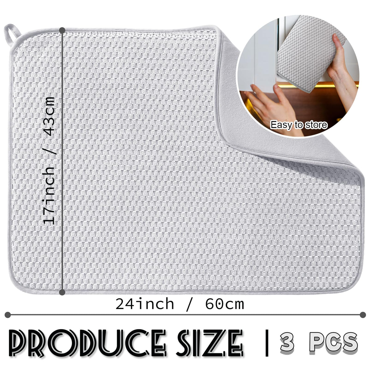 Meirrnyyu XXL dish drying mats 24x17 inches laid out to air-dry dishes