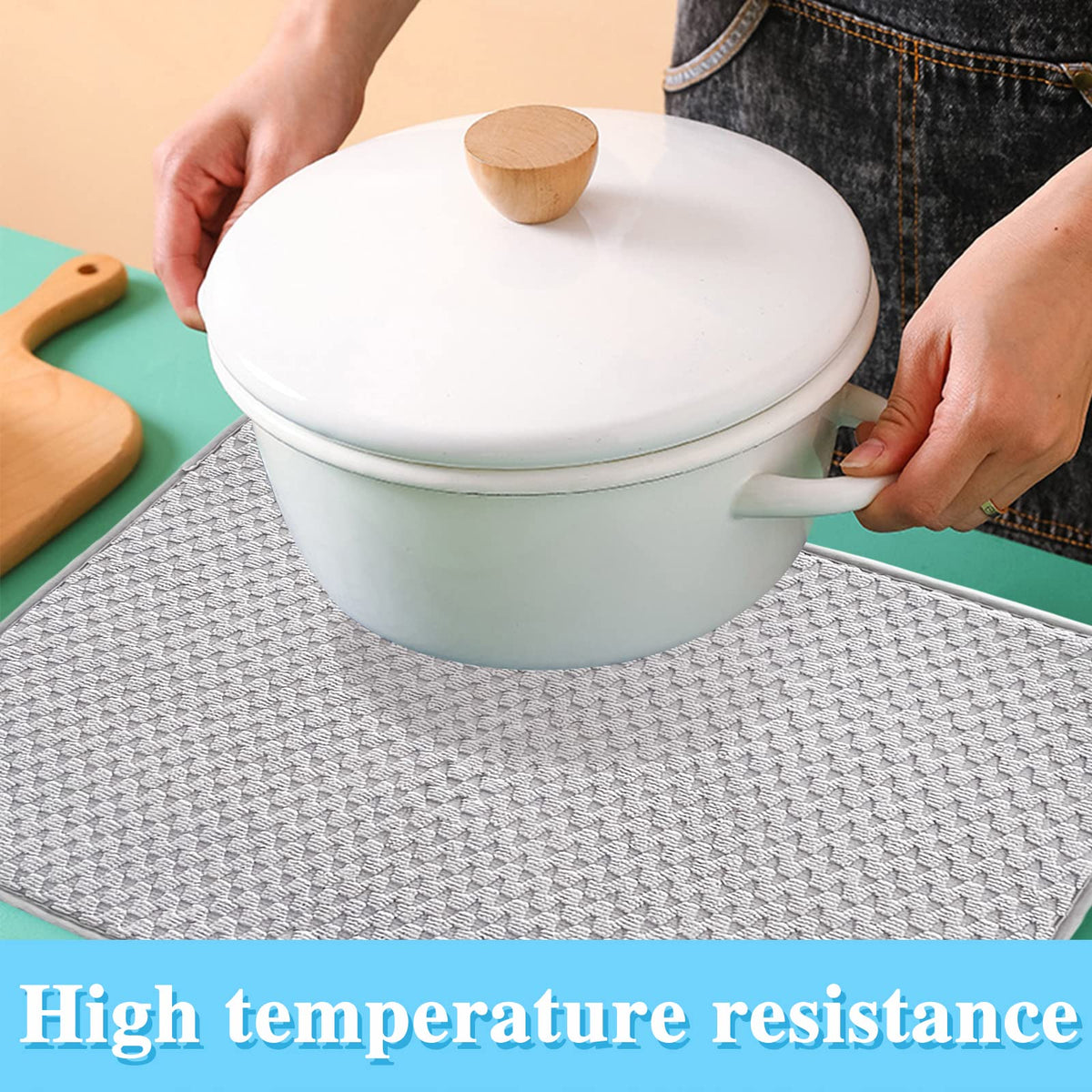 Meirrnyyu large gray mat dries utensils and mugs efficiently.