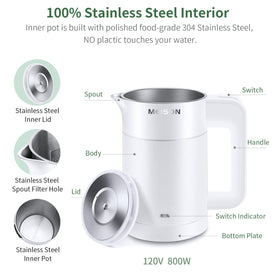 MEISON 0.6L kettle double-wall design keeps water warm longer
