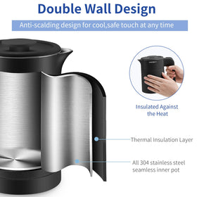MEISON 0.6L kettle seamless inner pot for easy cleaning and maintenance.