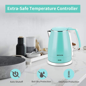 Auto shut-off and boil-dry protection prevent overheating
