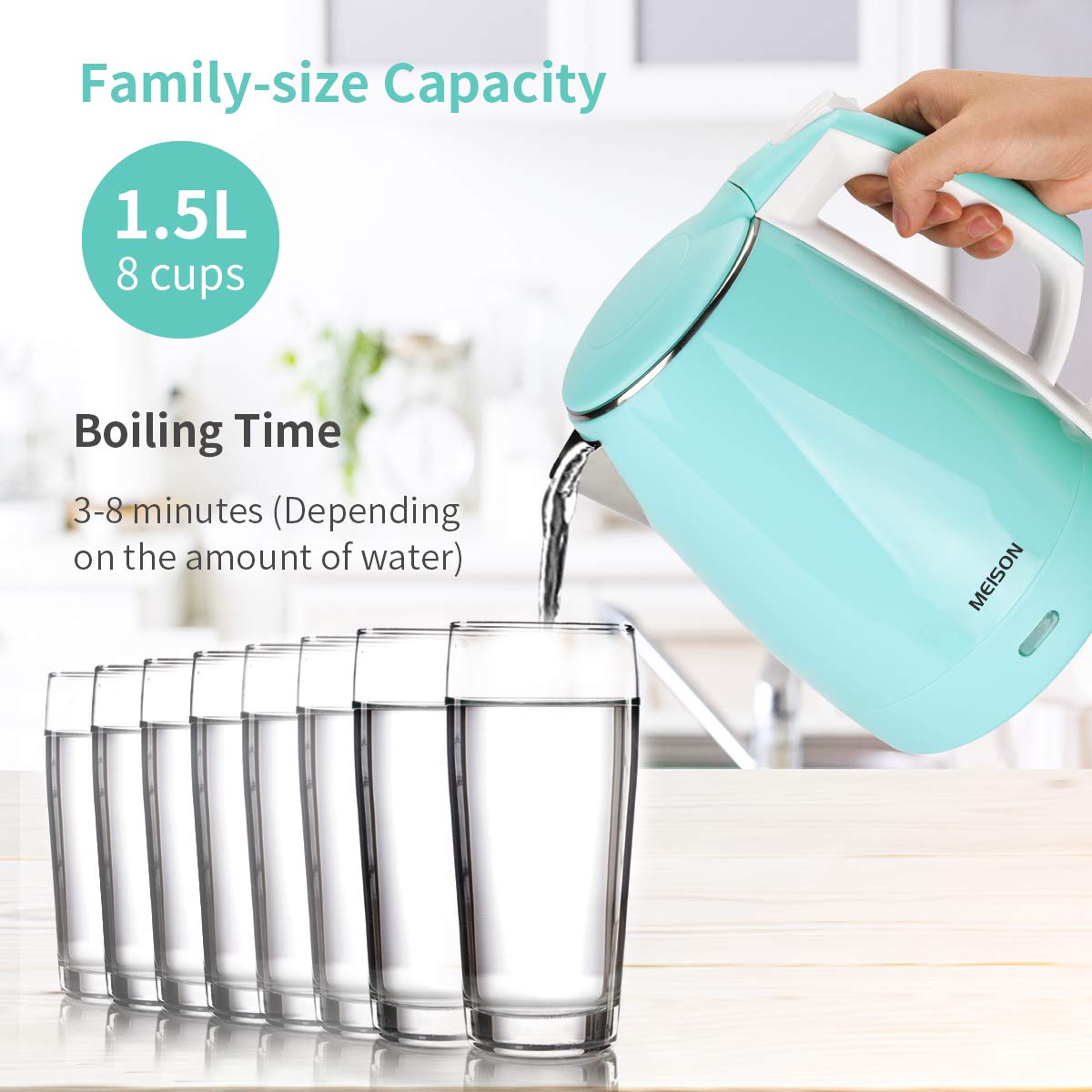 Fast boil with 1200W power for quick beverages