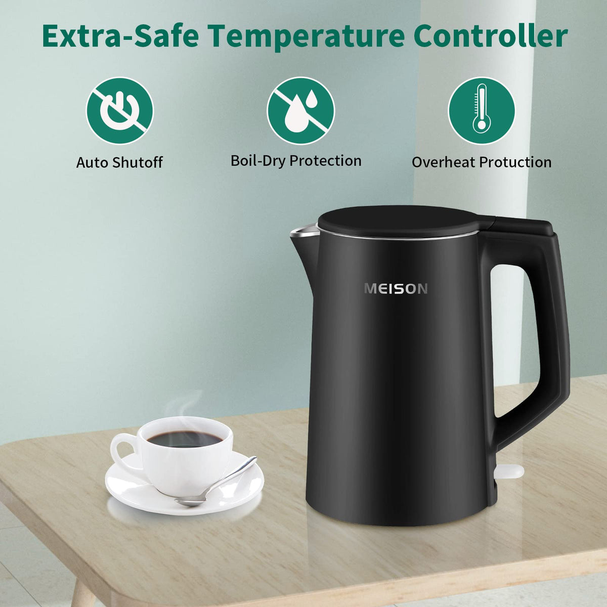1.7 liter capacity with 1200W power for quick boils