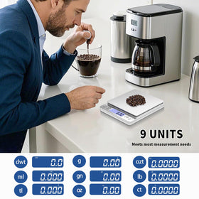 Meiya gram-scale 9-units display supports versatile weighing for recipes.