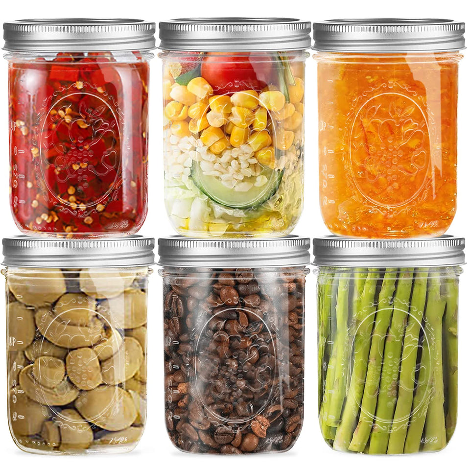 Melcars wide-mouth jar 16oz with lids offers airtight storage for jams and sauces.