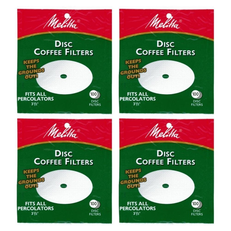 Melitta 3.5-inch white disc filters for percolators deliver clean flavor and reduced oils
