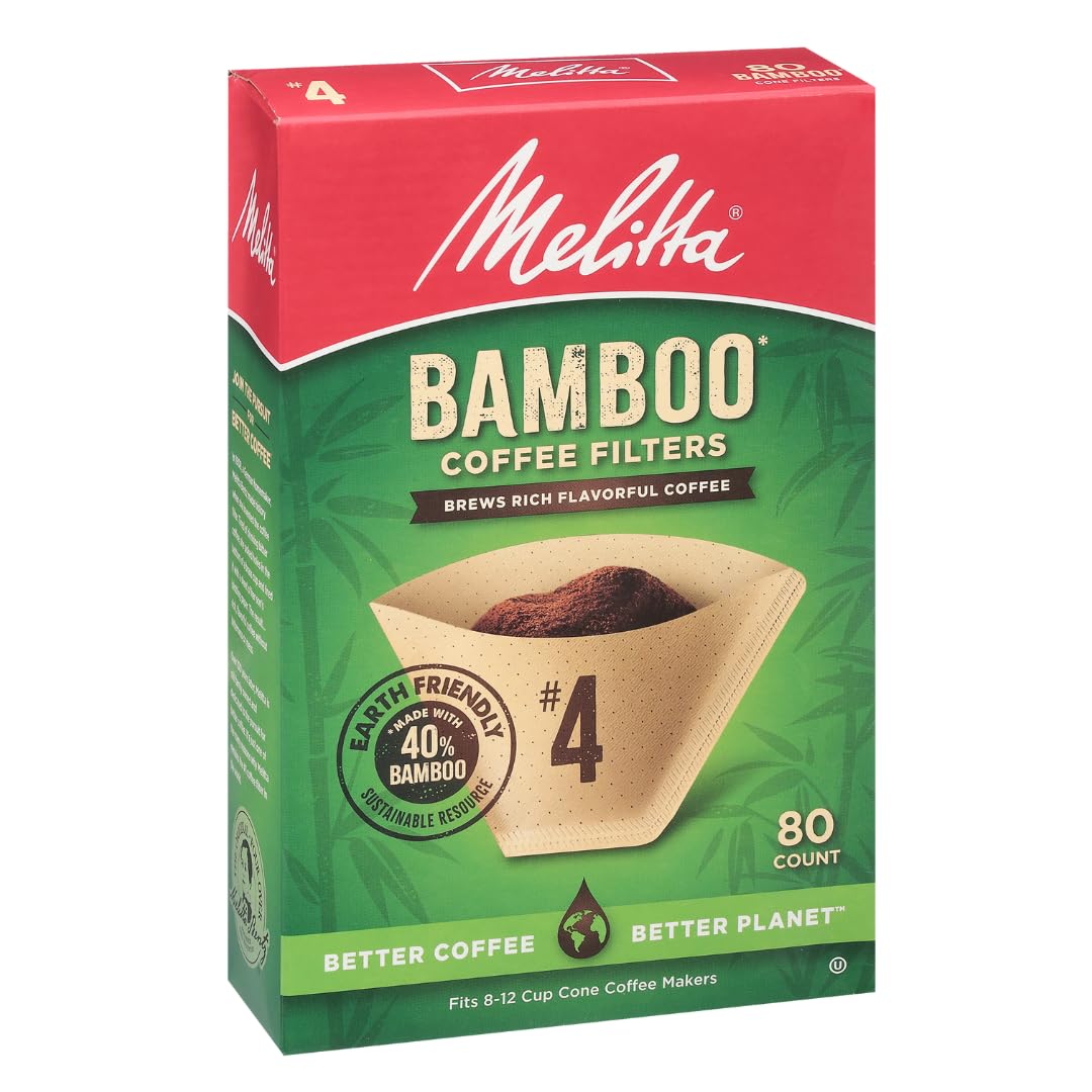 Melitta bamboo cone filter with double crimp for mess-free brewing