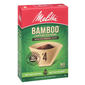 Melitta bamboo cone filter with double crimp for mess-free brewing