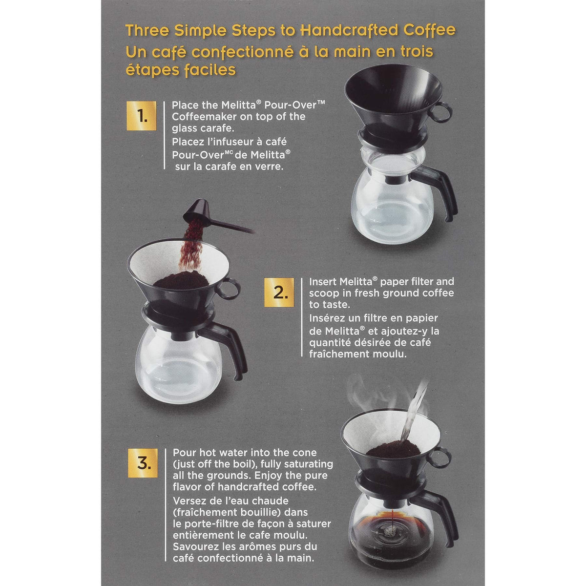Melitta coffee brewer front view in black for a compact kitchen footprint.