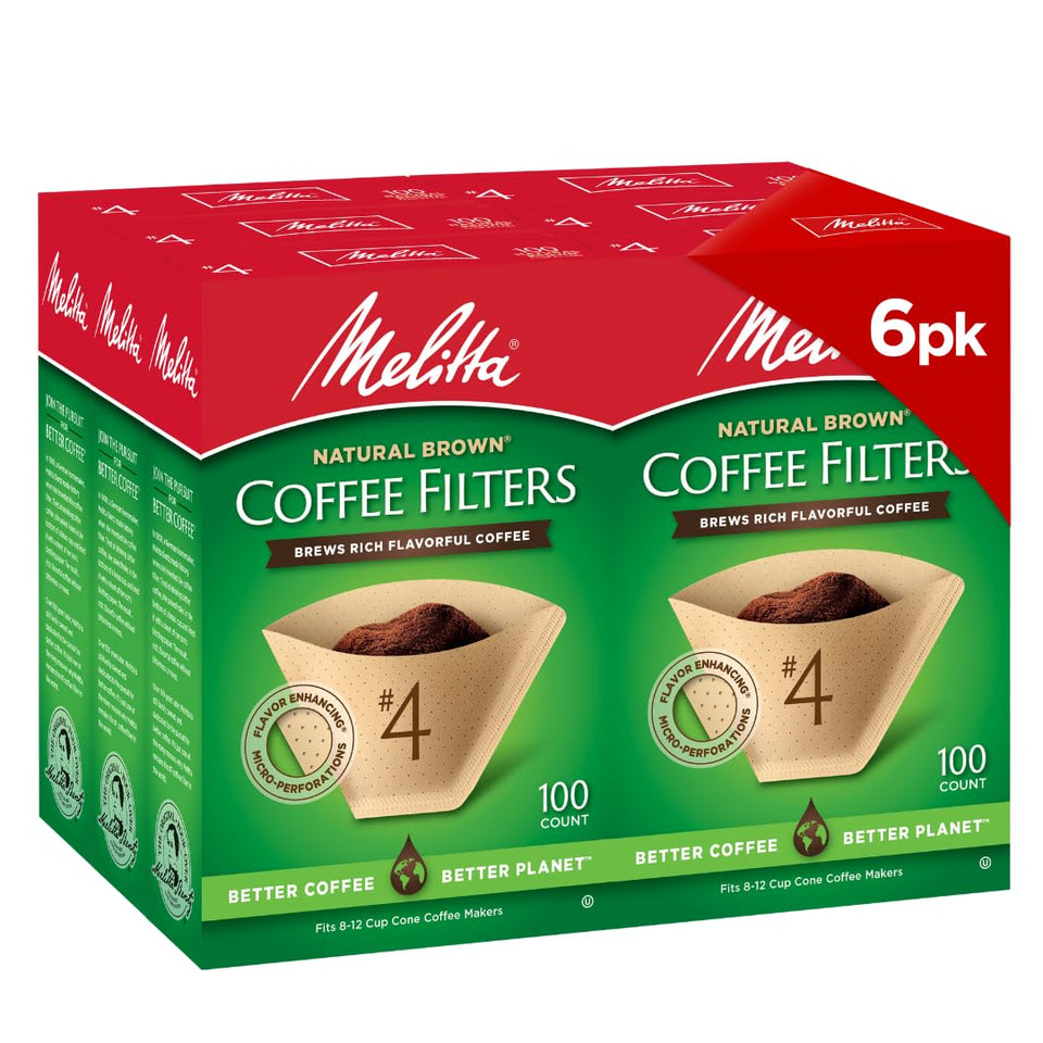 Melitta four-cone filter natural brown pack six for a richer brew