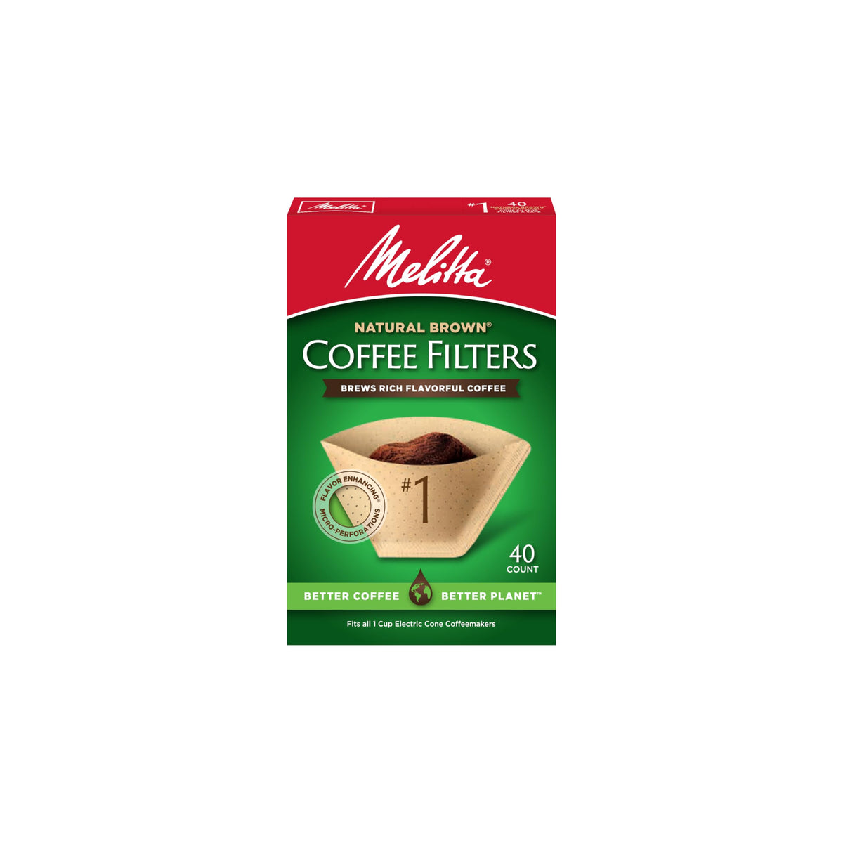 Melitta cone filter in brew setup for clean, even pour-over flavor.