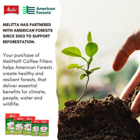 Melitta cone filter compostable symbol indicating biodegradable packaging.