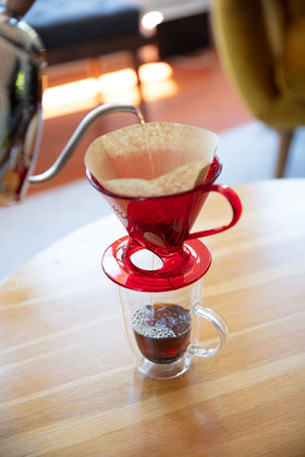 Melitta cone filter microfine perforations enhance aroma during home brew.