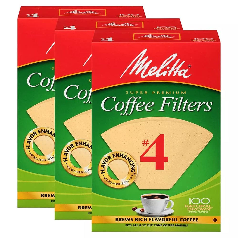 Melitta No. 4 cone filters in a box, ready for daily coffee preparation.