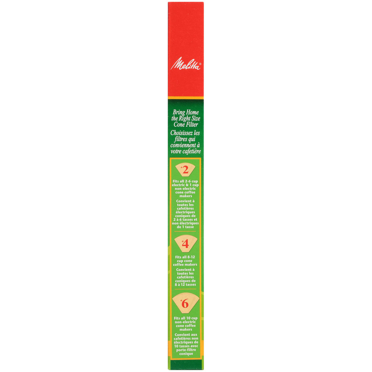 Melitta cone filters biodegradable packaging icon for sustainable brewing.